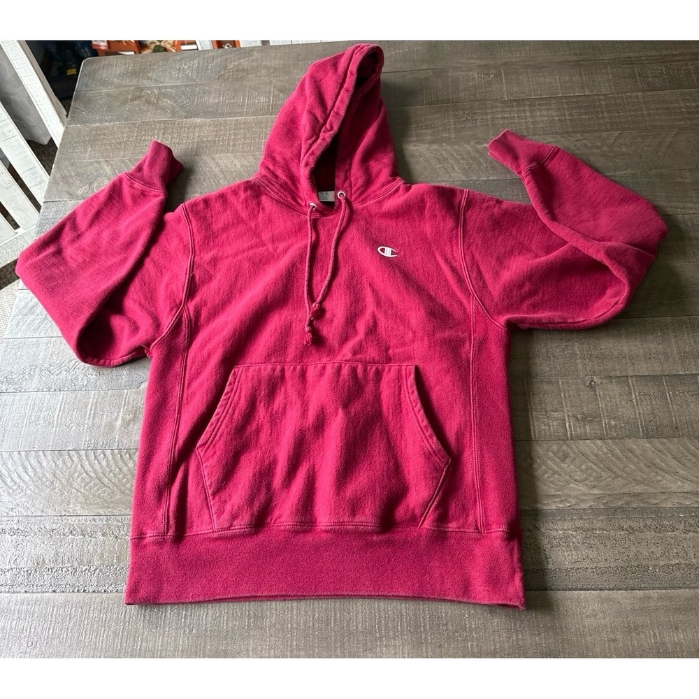 Champion Men's Cranberry Reverse Weave Pullover Hoodie Size Medium